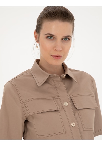 Pierre Cardin Kadın Bej Gömlek Desenli 50284674-vr011 Bej