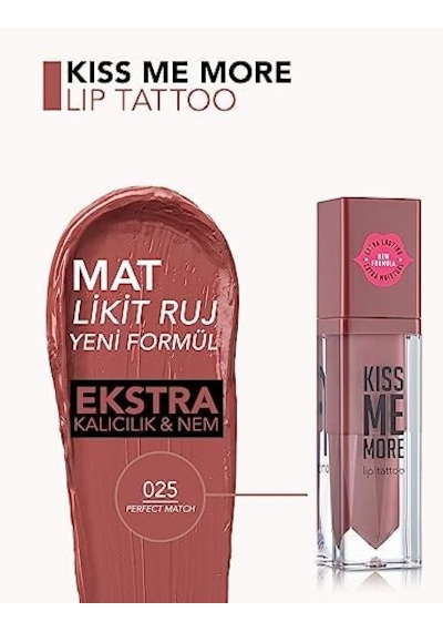 Kiss Me More Yüksek Pigmentli & Mat Bitişli Nemlendirici Likit Ruj 0 40216352
