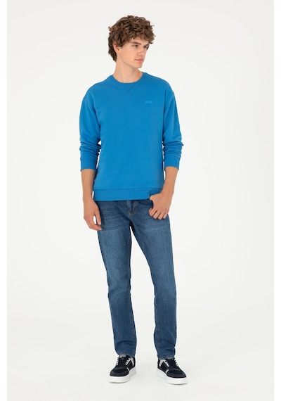 U.S. Polo Assn. Erkek Bisiklet Yaka Kobalt Basic Şardonlu Sweatshirt 50295148-VR077