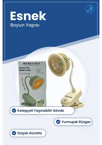 Kelepçe Tipi Küçük El Vantilatör Taşınabilir Esnek Boyunlu Klipsl