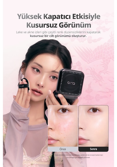 Cıca İçerikli, Yüksek Kapatıcı Yarı Mat Clıo Kill Cover Founwear Cushion Set 19c Light Spf40pa++
