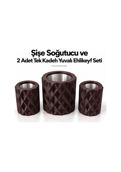 Mor Elmas Desenli Şişe Soğutucu Ve 2 Adet Ehlikeyf Seti
