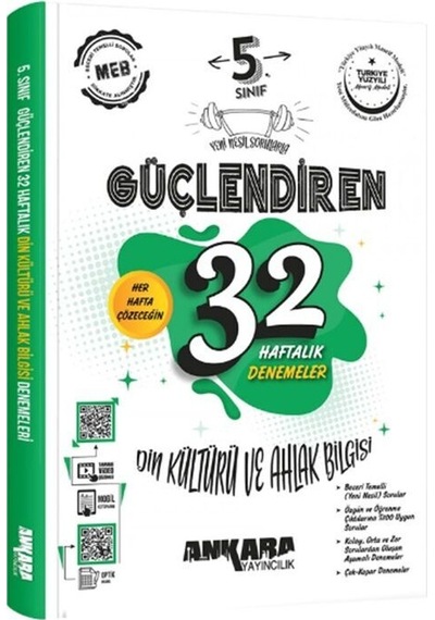 Ankara 2026 5. Sınıf Din Kültürü Güçlendiren 32 Haftalık Deneme Güncel Müfredat