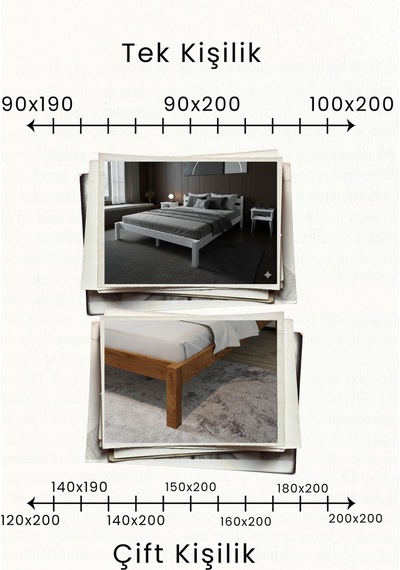 Renazzo Letto Masif Ahşap Karyola Natürel 140x190 Natürel - 140 X 190
