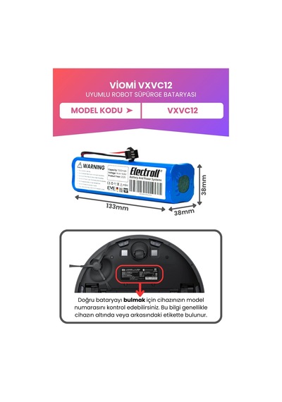 Viomi Vxvc12 Uyumlu Batarya Maksimum Kapasite 7000mah Pil Robot Süpürge Bataryası Değişimi