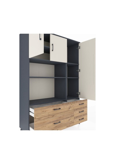 Hyperion Dolap 7 Raflı 5 Çekmeceli 3 Kapaklı 132x44x195 Antrasit-aytaşı/çam Aytası/atlas Çam Hyperion Dolap 7 Raflı 5 Çekmeceli 3 Kapaklı 132x44x195 Antrasit-aytaşı/çam Aytası/atlas Çam