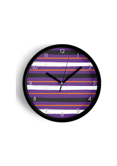 Renkli Çizgili Modern Tasarım Duvar Saati - 25cm - Önü Camlı Siyah Kasa - Sessiz Mekanizma-jh0253 Siyah