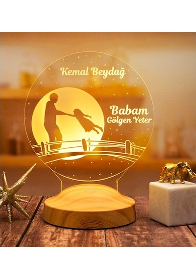 3D Led Lamba 3Boyutlu Babalar Günü Kahraman Babam Kişiye Özel