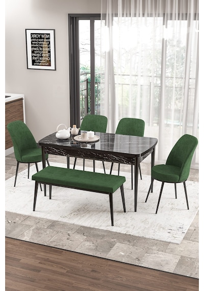 Canisa Concept Zen Serisi 80x132 Mdf Açılabilir Siyah Mermer Desen Masa Takımı 4 Haki Yeşil Sandalye Ve 1 Bench Masa Siyah Mermer Sandalye Ve Bench Haki Canisa Concept Zen Serisi 80x132 Mdf Açılabilir Siyah Mermer Desen Masa Takımı 4 Haki Yeşil Sandalye Ve 1 Bench Masa Siyah Mermer Sandalye Ve Bench Haki