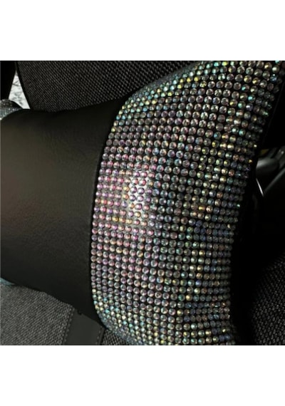Işıltılı Pırlanta Taşlı Ergonomik Boyun Yastığı Ve Konforlu Emniyet Kemer Süngeri Seti Üniversal Silver Gümüş Renk