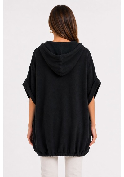 Neden Tekstil Kadın Kapüşonlu Oversize Siyah Sweatshirt
