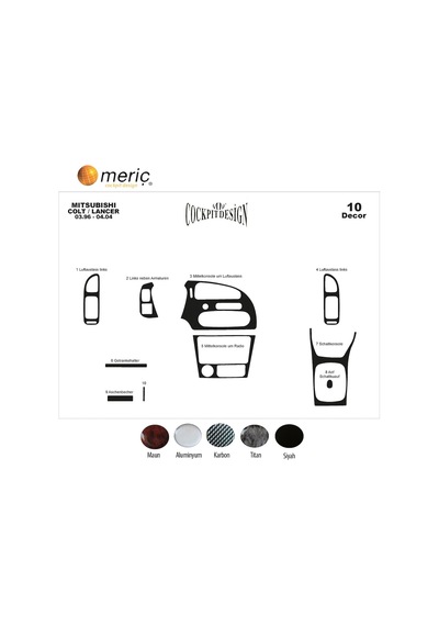 Meriç® Mitsubishi Colt Ön Torpido Kaplama 10 Prç 1996-2004 (530156807)