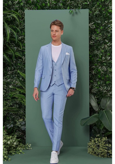 Efor Tk 872 Slim Fit Mavi Klasik Takım Elbise Mavi
