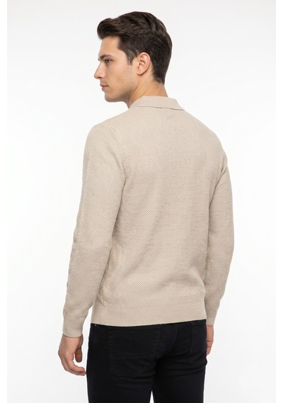 Foterman Erkek Spor Polo Yaka Mevsimlik Kazak Bgl-st05443 Taş Melanj