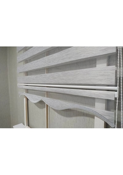 Bambu Gri Zebra Perde Etek Dilimli  Alüminyum Kasa Gri 10 x 100