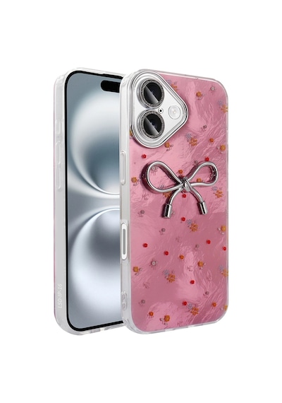 Apple Uyumlu iPad iPhone 16 Plus Kılıf Kamera Korumalı Figürlü Zore Ponti Silikon Kapak Açık Pembe