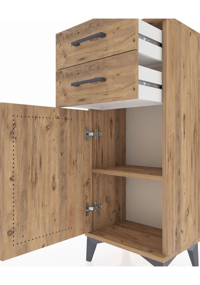 Arges Komodin Tek Raflı Tek Çekmeceli Tek Kapaklı 44x30x106 Çam-çam Atlas Çam