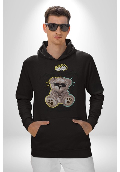 Gerçeklikten Uzak Tutun Kadın Erkek Siyah Kapüşonlu Sweatshirt Hoodie Siyah