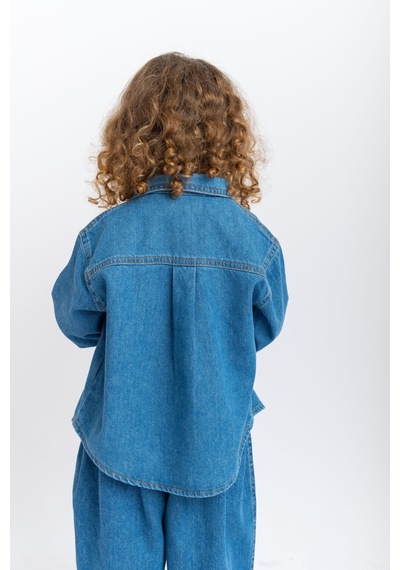 Oliven The Kid Oliventhekid Unisex Kot Gömlek Mavi Mavi