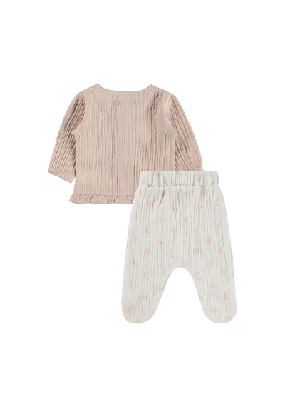Civil Baby Gökkuşağı Baskılı 1-9 Ay Pijama Takımı - Ekru