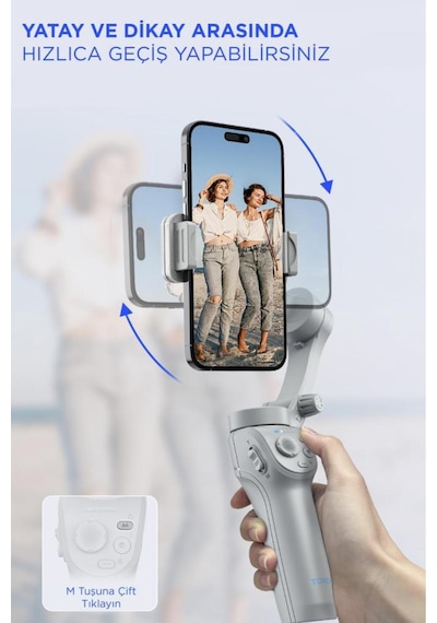 Tripod Gimbal Özellikli Çok Amaçlı Selfie Çubuğu M01 Gri