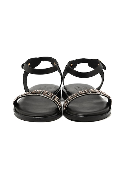 19 Black Sandalet Kadın 21008 Myconian 2025 Greek Sandal Siyah