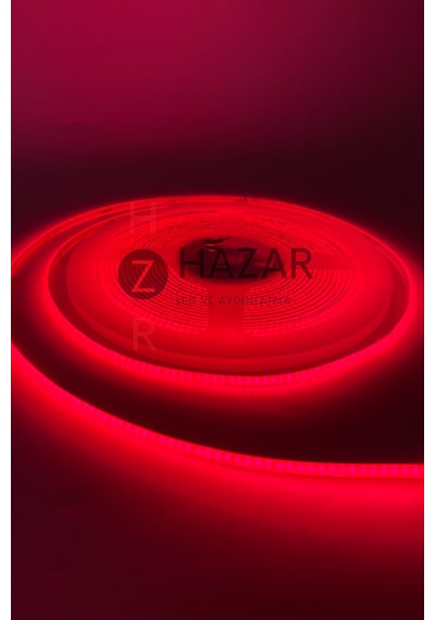 12 Volt 3mm 400 Ledli İnce Esnek Cob Şerit Led Kırmızı Ip20 5 Metre