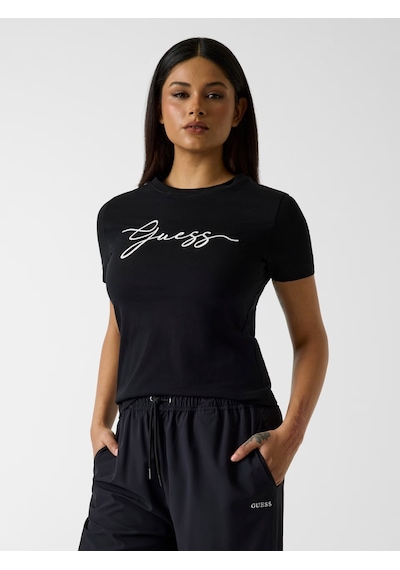 Guess Circe Nakışlı Logo Kadın T-shirt V6gı01k2962 Siyah
