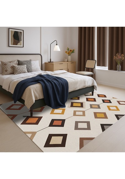 Turkıshrug Kıngdom Çok Renkli Şönil Halı El Halısı Görünümlü Saçaklı Modern Kilim