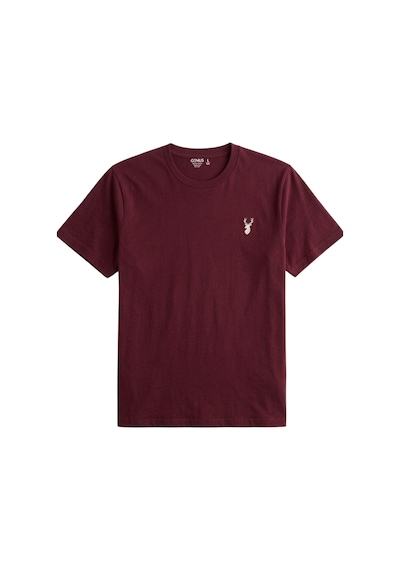 Genius Store Erkek Siyah Tişört %100 Pamuk Süprem Basic Tişört Bisiklet Yaka Nakışlı T-shirt Erkek-nakışlı Bordo