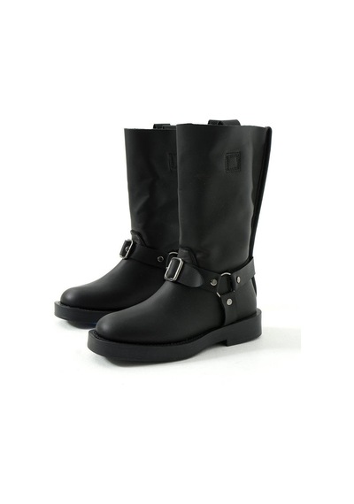 Fox Shoes T973530309 Siyah Alçak Topuklu Kadın Bot Siyah-Suni Deri Siyah