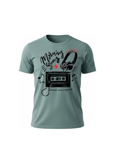 Urbantrendstore Unisex Müzik Temalı Oversize Fit Rahat Geniş Salaş T-shirt Günlük Tişört Mint