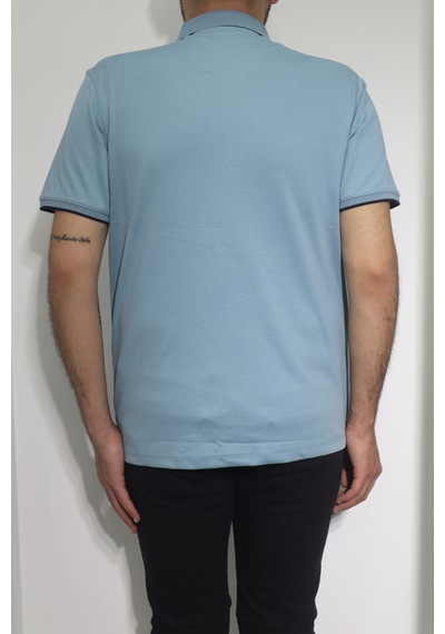 Santa Dmctekstil Erkek Desenli Spor Kesim Rahat Kalıp Cepsiz Polo Yaka T-shirt Mavi 