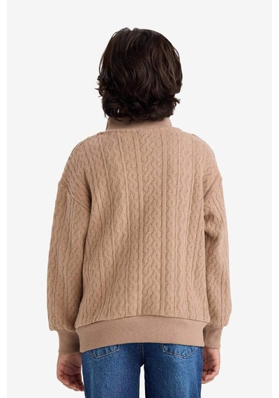 Defacto Erkek Çocuk Yarım Fermuarlı İçi Yumuşak Tüylü Sweatshirt G3674a825cwbg75 Bej-bg75