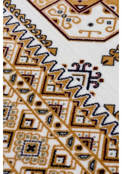 Eko Halı Sateen Afghan 02 Beige Premium Yıkanabilir Afgan Desenli Kaymaz Taban İnce Dokuma Halı Bej