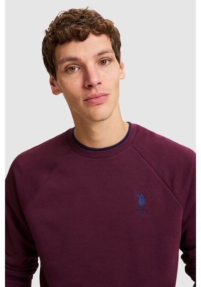 U.S. Polo Assn. Erkek Bordo Bisiklet Yaka Regular Fit Basic Sweatshirt 50329441-vr180 Dark Plum
