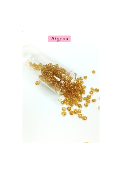 Dökme Cam Kum Boncuk Büyük Boy 6/0 4 Mm - 20 Gram - Şeffaf Bal - Bnc083
