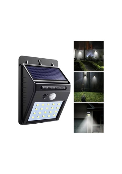 Güneş İle Şarj Olan Hareket Sensörlü Lamba Led Siyah