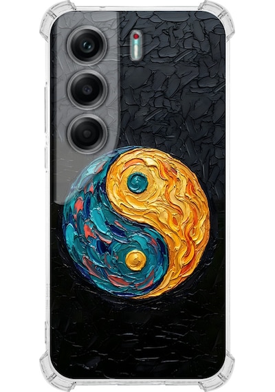 Tecno Camon 40 Pro İle Uyumlu Köşe Korumalı Kılıf Metamorfoz Dualite Tasarımlı Uv Baskılı Şeffaf
