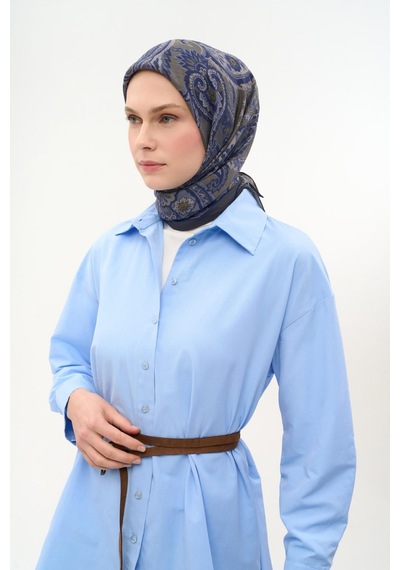 Silk Home Viskon Velora Eşarp Dört Mevsim Etro Desen Dumanlı Gri 90x90 Çok Renkli