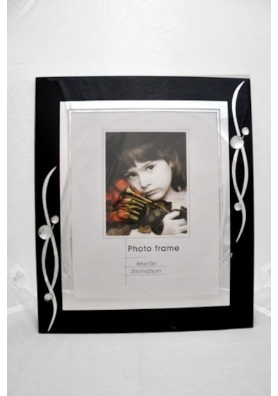 20X25Cm Taşlı, Siyah Cam Çerçeve "4 Farklı Model Tek Pakette"