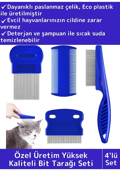 Özel Üretim Yüksek Kaliteli Hassas Koruma Petshop Kedi Köpek Evcil Hayvan 4'lü Bit Tarağı Seti