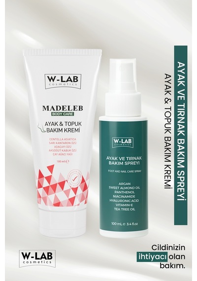 W-Lab Cosmetics Ayak Topuk Bakım Kremi 100 Ml Ve W-Lab Cosmetics Ayak Tırnak Bakım Spreyi 100 Ml