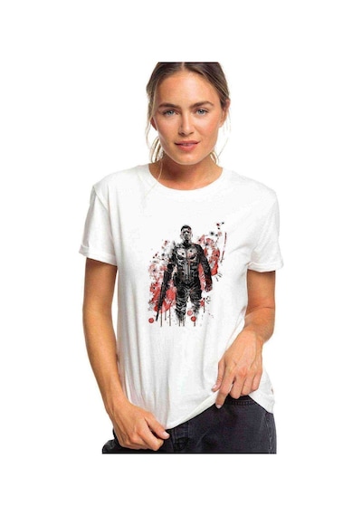 Punisher Baskılı Beyaz Kadın Tshirt