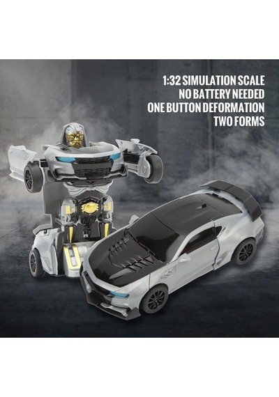 Tek Tuşla Robota Dönüşen Gri 14 Cm Oyuncak Araba Yeni Model Kutusuz Üründür