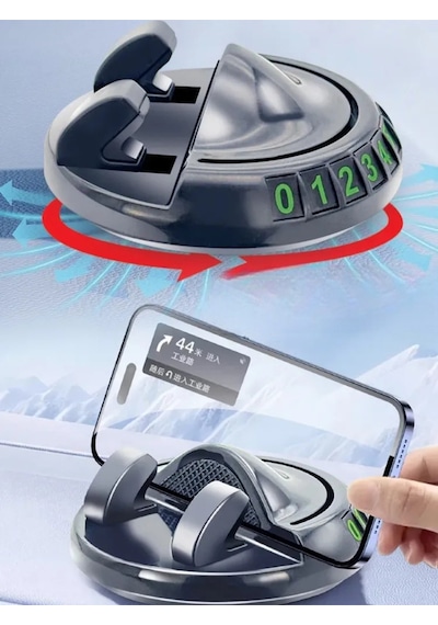 Mainshop Araç İçi Telefon Tutucu Numaratörlü Araba Numaratör Telefon Tutucu 360 Dönen M-225