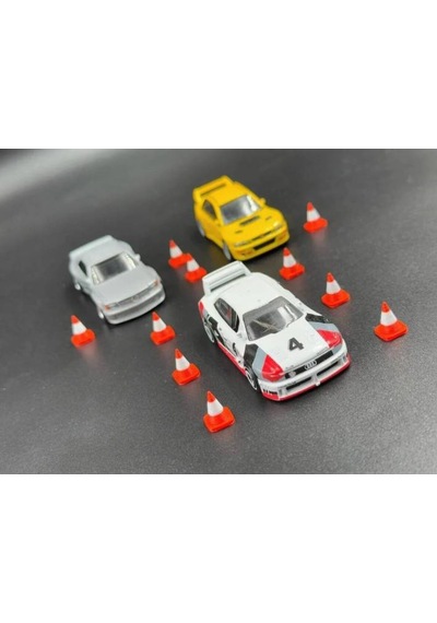1:64 Ölçekli Diaroma Trafik Aksesuarı Dubalar - Turuncu & Beyaz 10 Adet