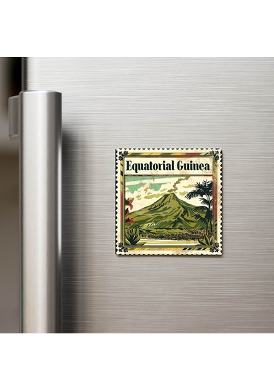 Ekvator Ginesi Equatorial Guinea - Posta Pulu Temalı Ülke - Baskılı Buzdolap Magneti Kare - 9x9 Cm