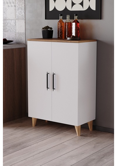 Eren 3 Raflı 2 Kapaklı Çok Amaçlı Dolap Mutfak Dolabı Banyo Dolabı Atlantik Çam - Mat Beyaz Eren 3 Raflı 2 Kapaklı Çok Amaçlı Dolap Mutfak Dolabı Banyo Dolabı Atlantik Çam - Mat Beyaz