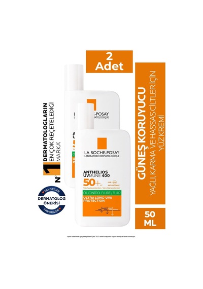 La Roche Posay Anthelios Oil Control Fluid Akışkan Yüz Güneş Kremi 2 x 50 ML